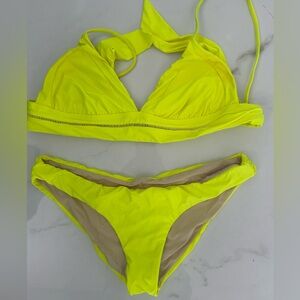 NEON yellow PQ swim bikini size large top and bottom